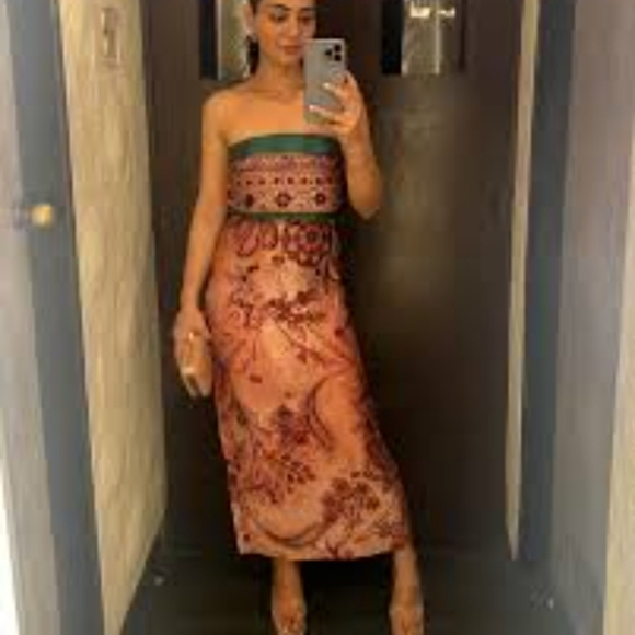 Zara Printed Strapless Midi Dress - Picture 16 of 16